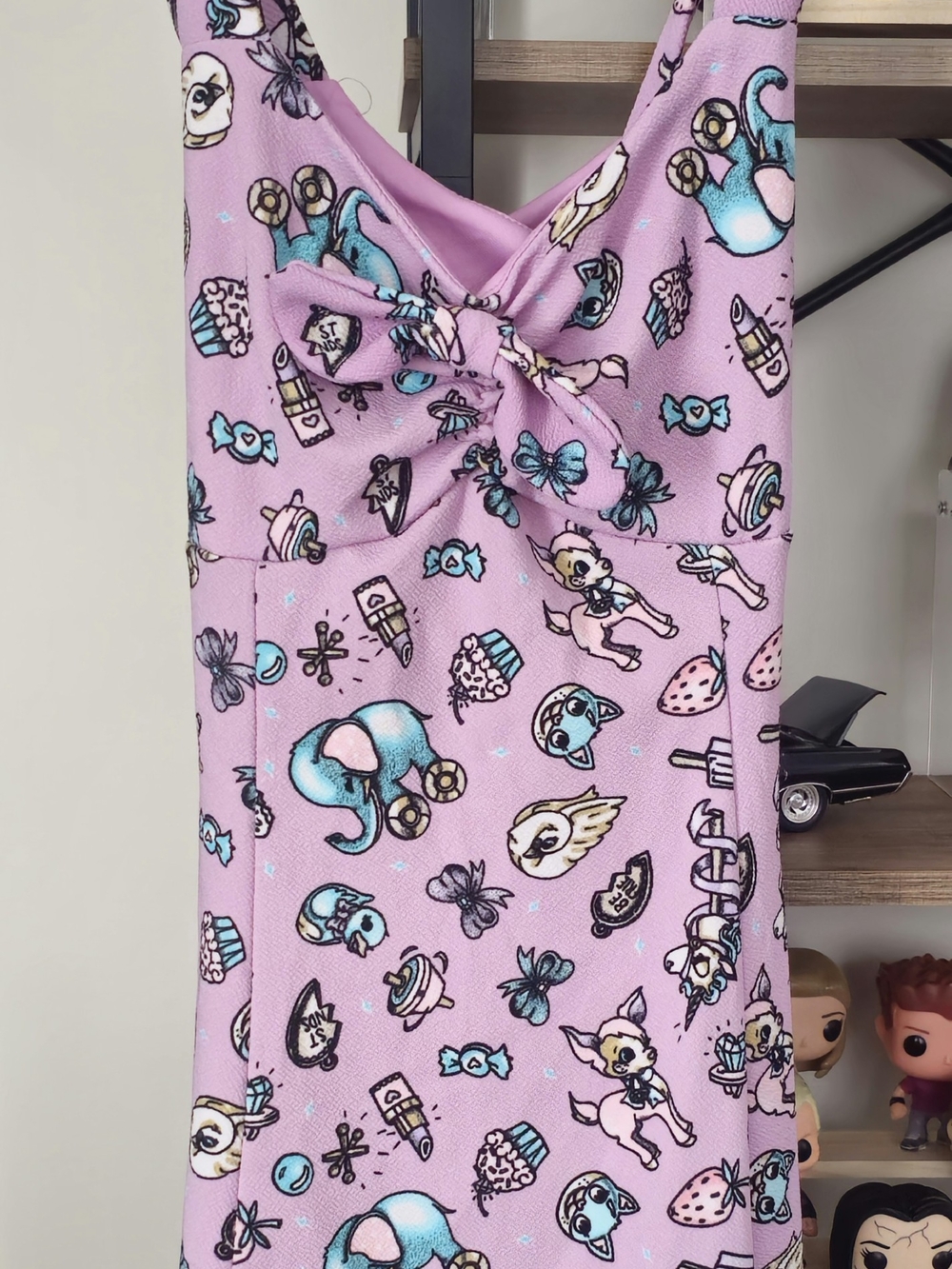 Pink Novelty Print Tie-Front Dress